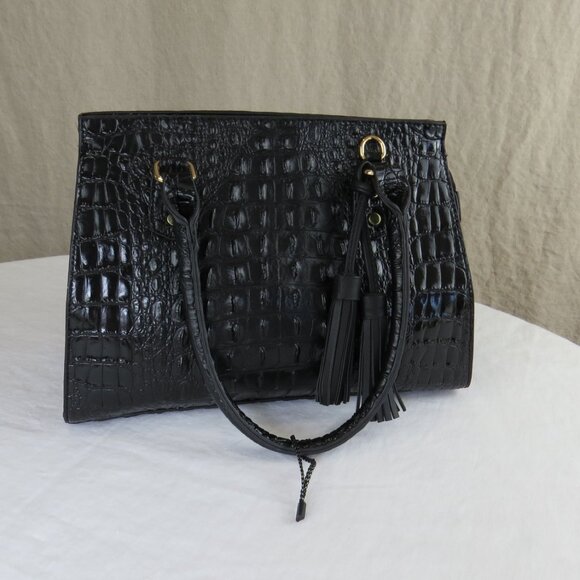 IMHeart Faux Croc Handbag Purse Black - Footed *missing crossbody strap - Picture 5 of 9
